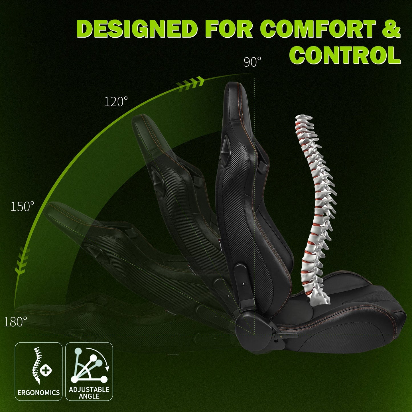 Universal Reclinable Right Passenger Side Racing Seat Dual Slider
