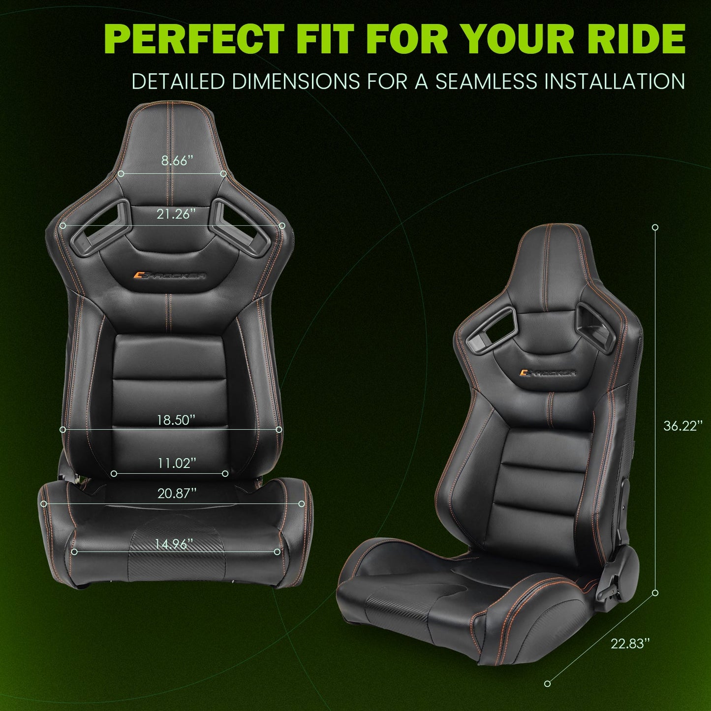 Universal Color Bezel Racing Seat Dual Slider PU Carbon Leather