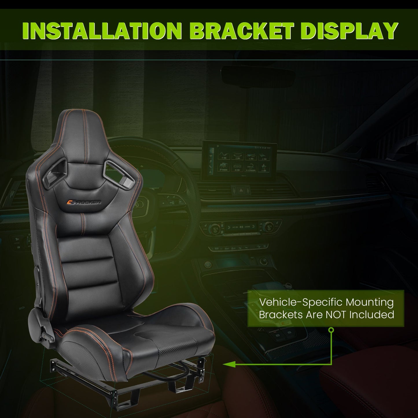 Universal Color Bezel Racing Seat Dual Slider PU Carbon Leather