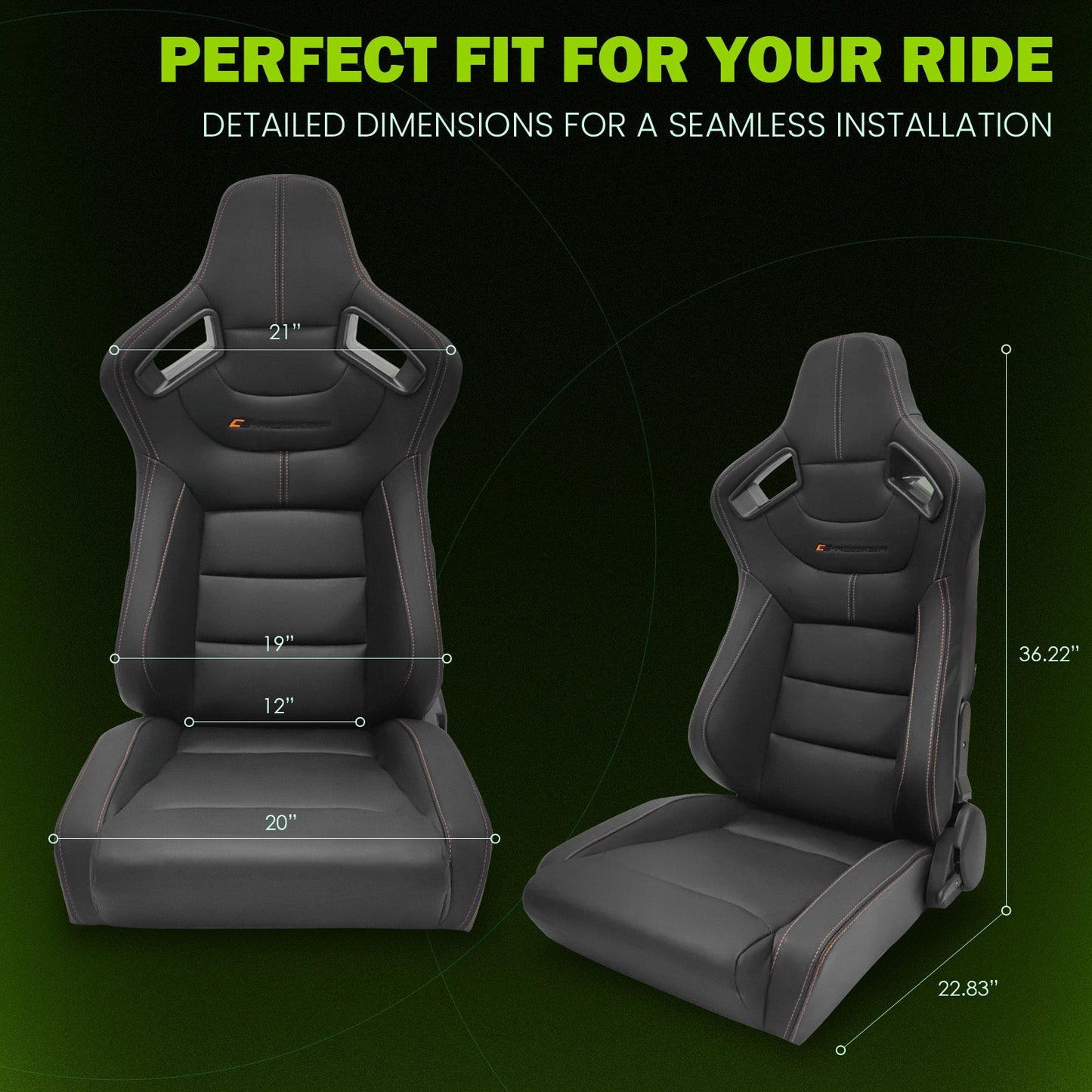 Universal Color Bezel Racing Seat Dual Slider PU Carbon Leather