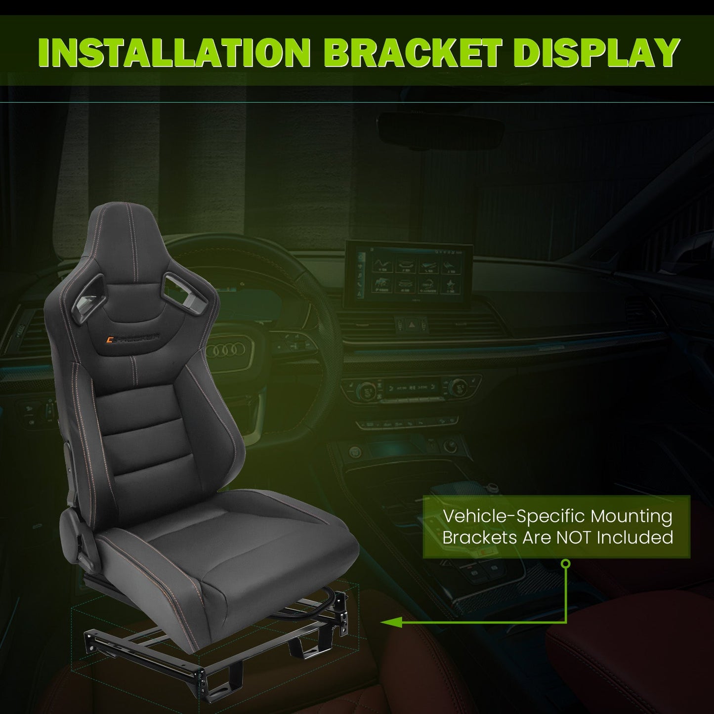 Universal Color Bezel Racing Seat Dual Slider PU Carbon Leather