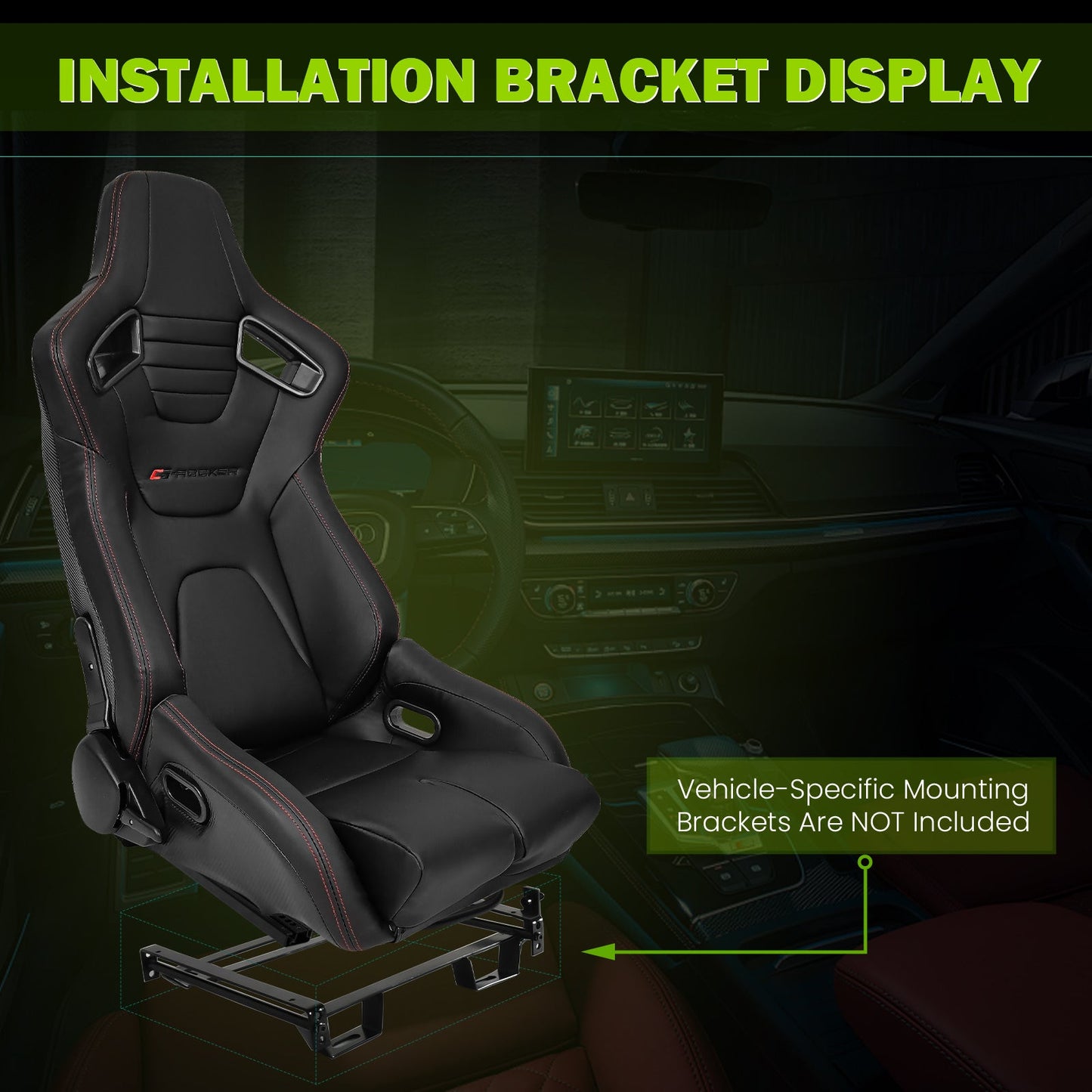 Universal Reclinable Bucket Racing Seat Dual Slider PU Carbon Leather