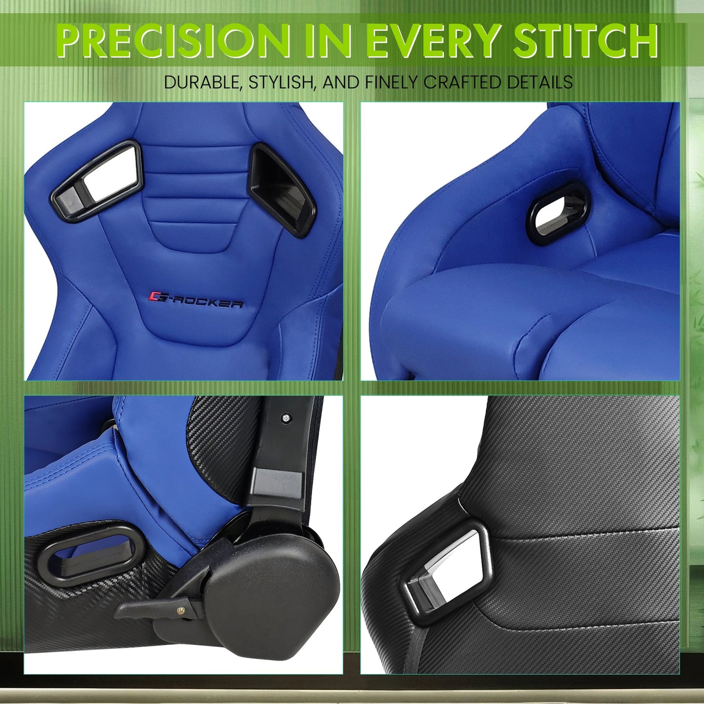 Universal Reclinable Bucket Racing Seat Dual Slider PU Carbon Leather