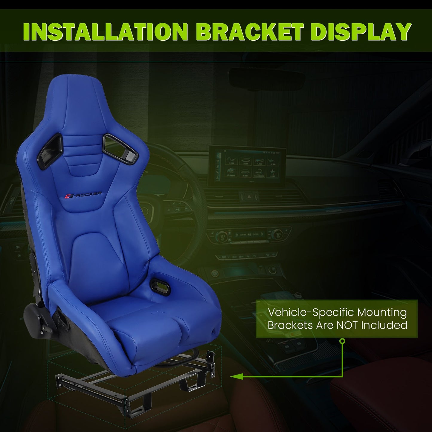 Universal Reclinable Bucket Racing Seat Dual Slider PU Carbon Leather