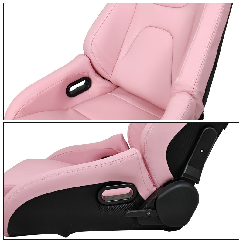 Universal Reclinable Bucket Racing Seat Dual Slider PU Carbon Leather