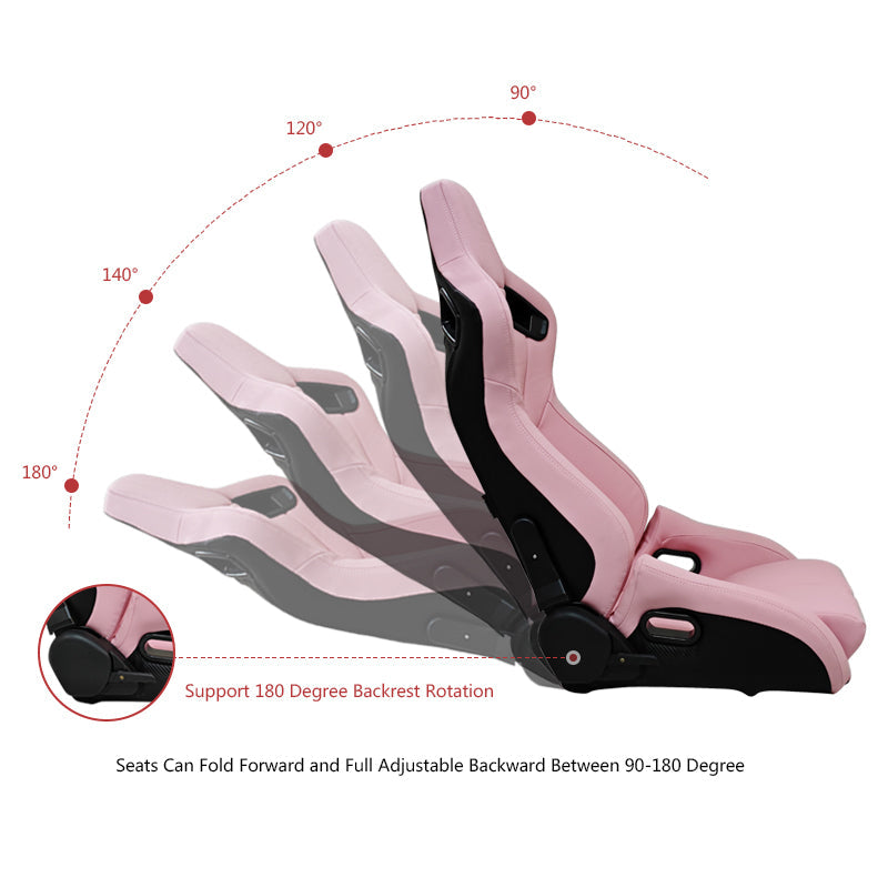 Universal Reclinable Bucket Racing Seat Dual Slider PU Carbon Leather