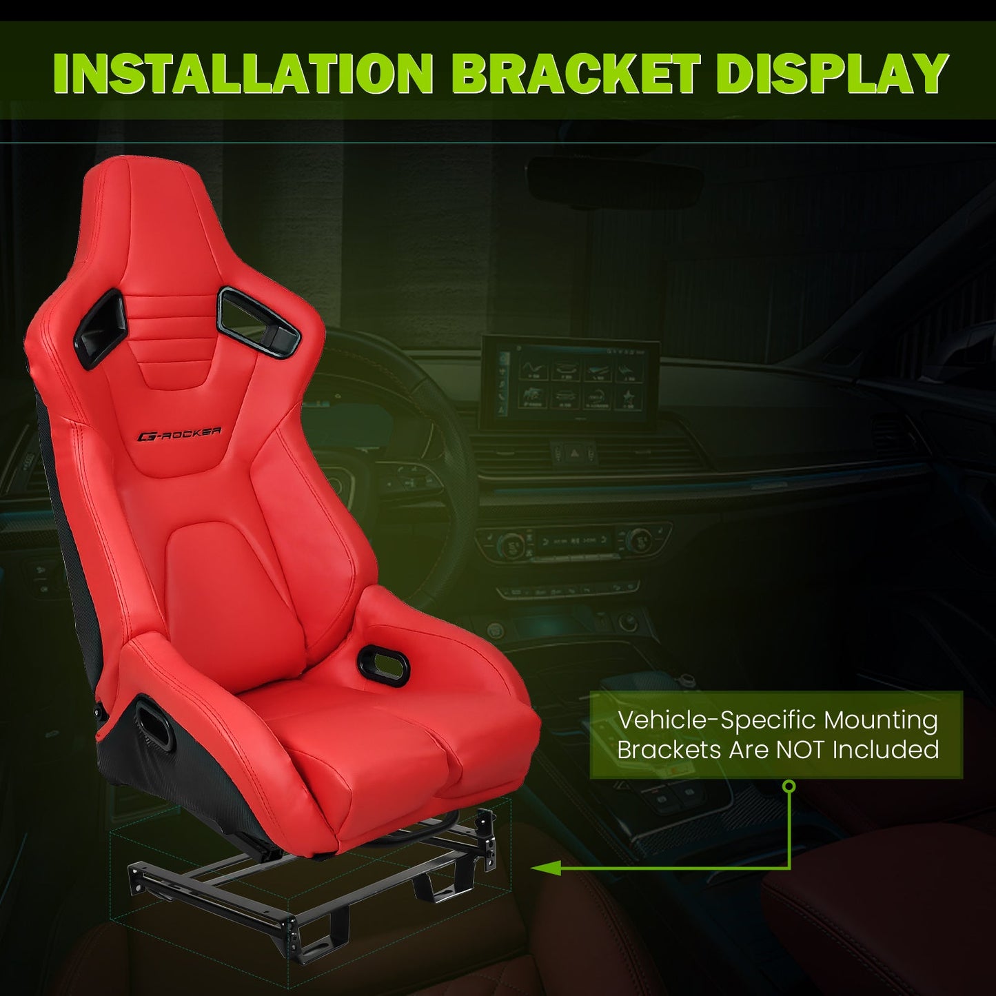 Universal Reclinable Bucket Racing Seat Dual Slider PU Carbon Leather