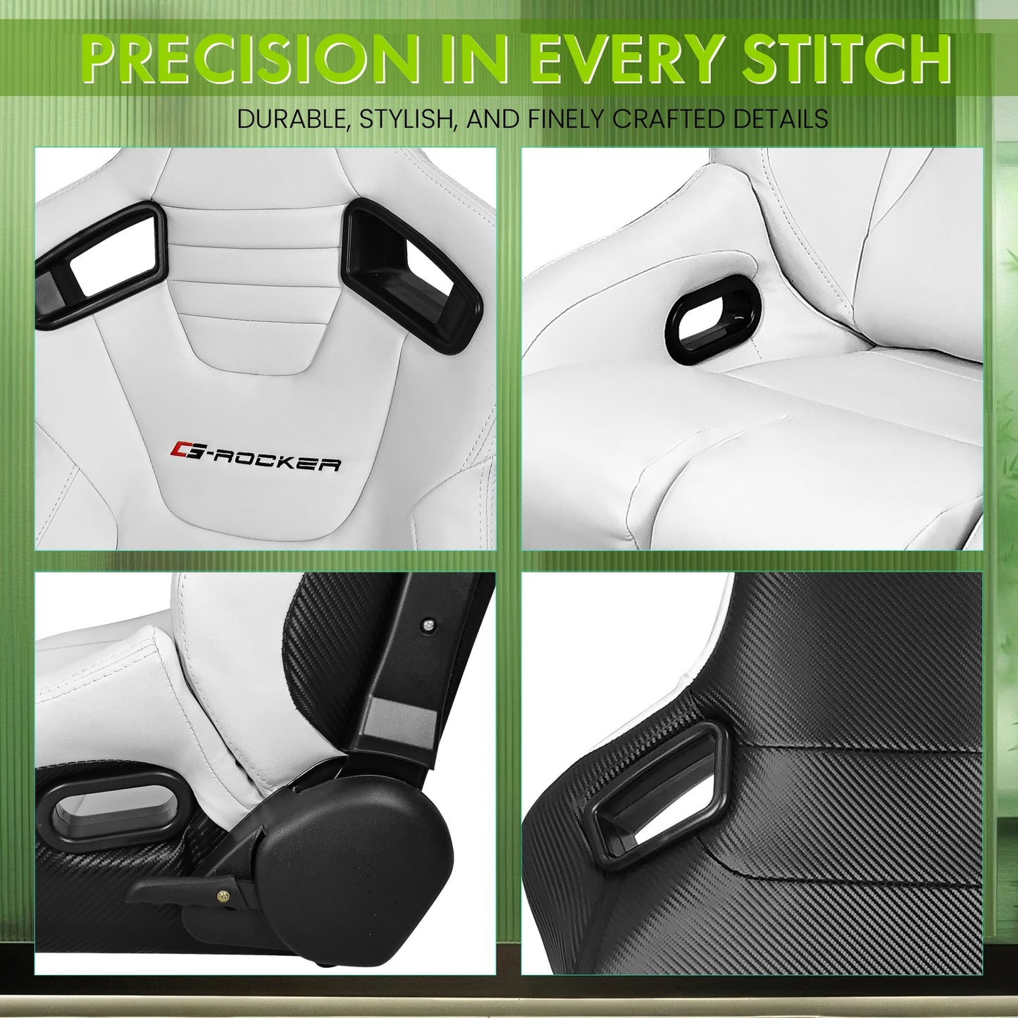 Universal Reclinable Bucket Racing Seat Dual Slider PU Carbon Leather