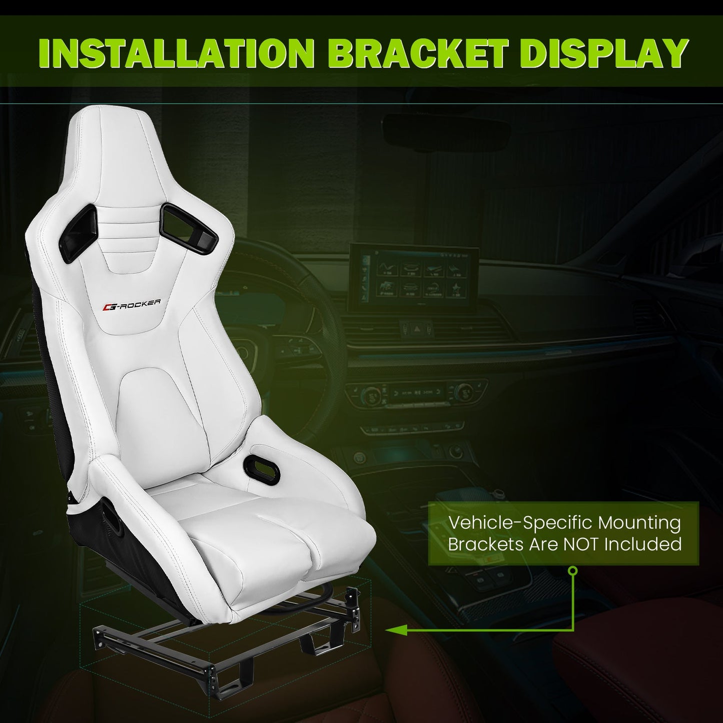 Universal Reclinable Bucket Racing Seat Dual Slider PU Carbon Leather