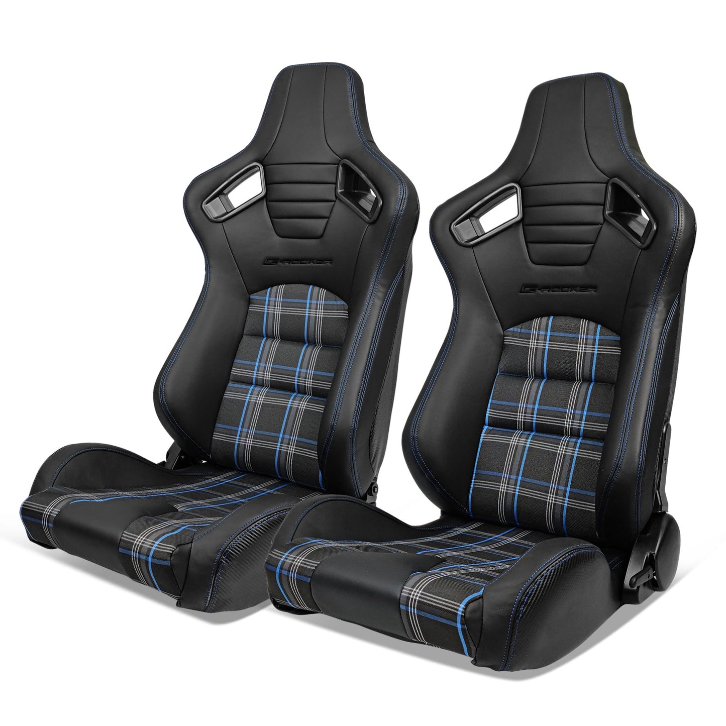 Universal Plaid Racing Seat Dual with Sliders PU Carbon Leather