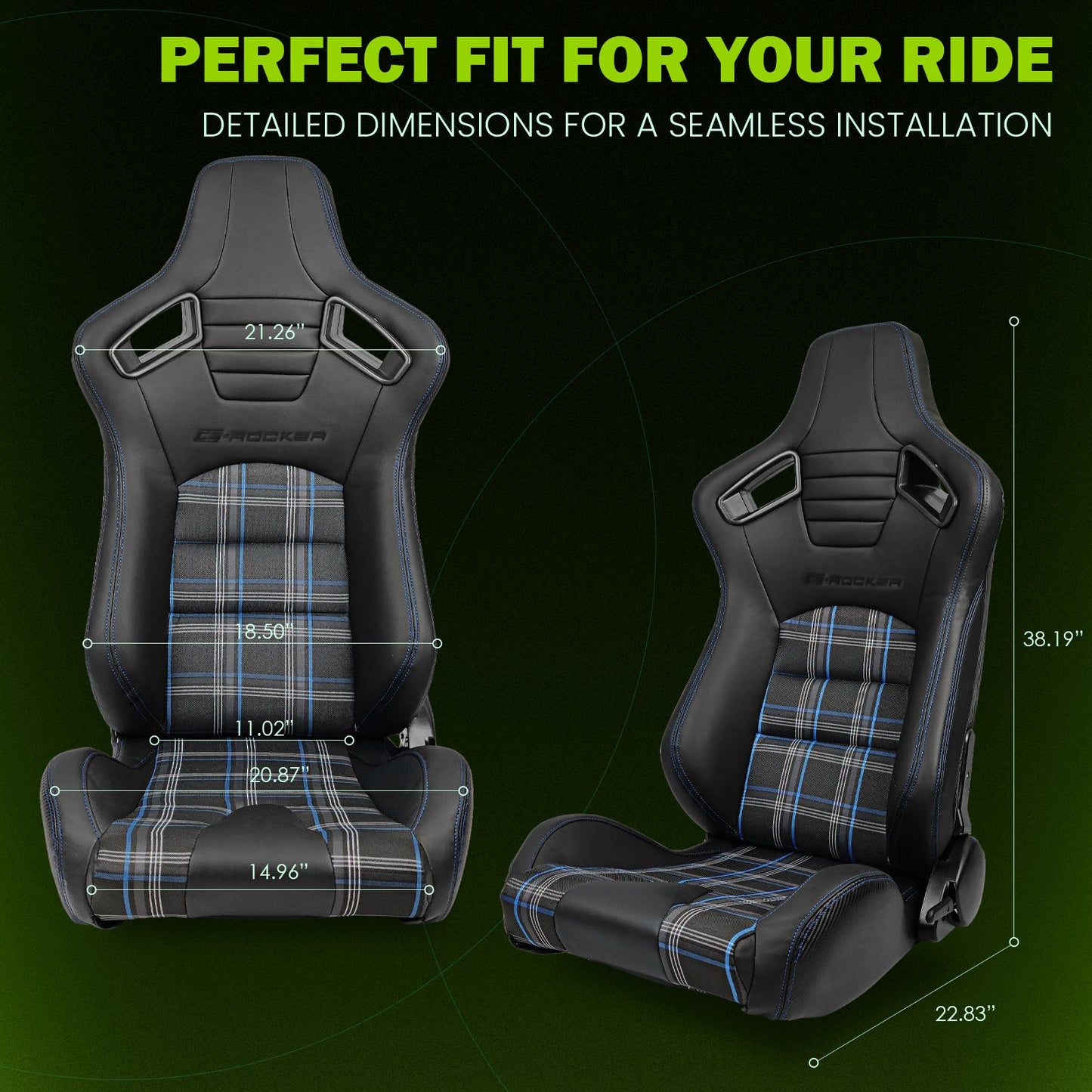 Universal Plaid Racing Seat Dual with Sliders PU Carbon Leather