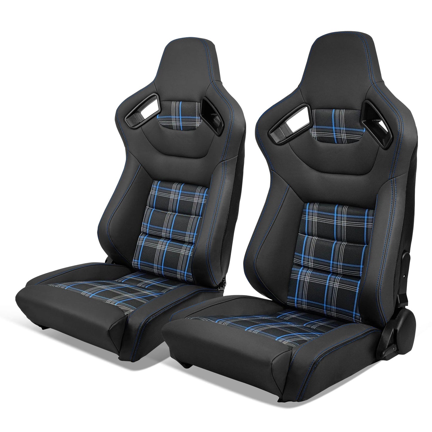 Universal Plaid Racing Seat Dual with Sliders PU Carbon Leather