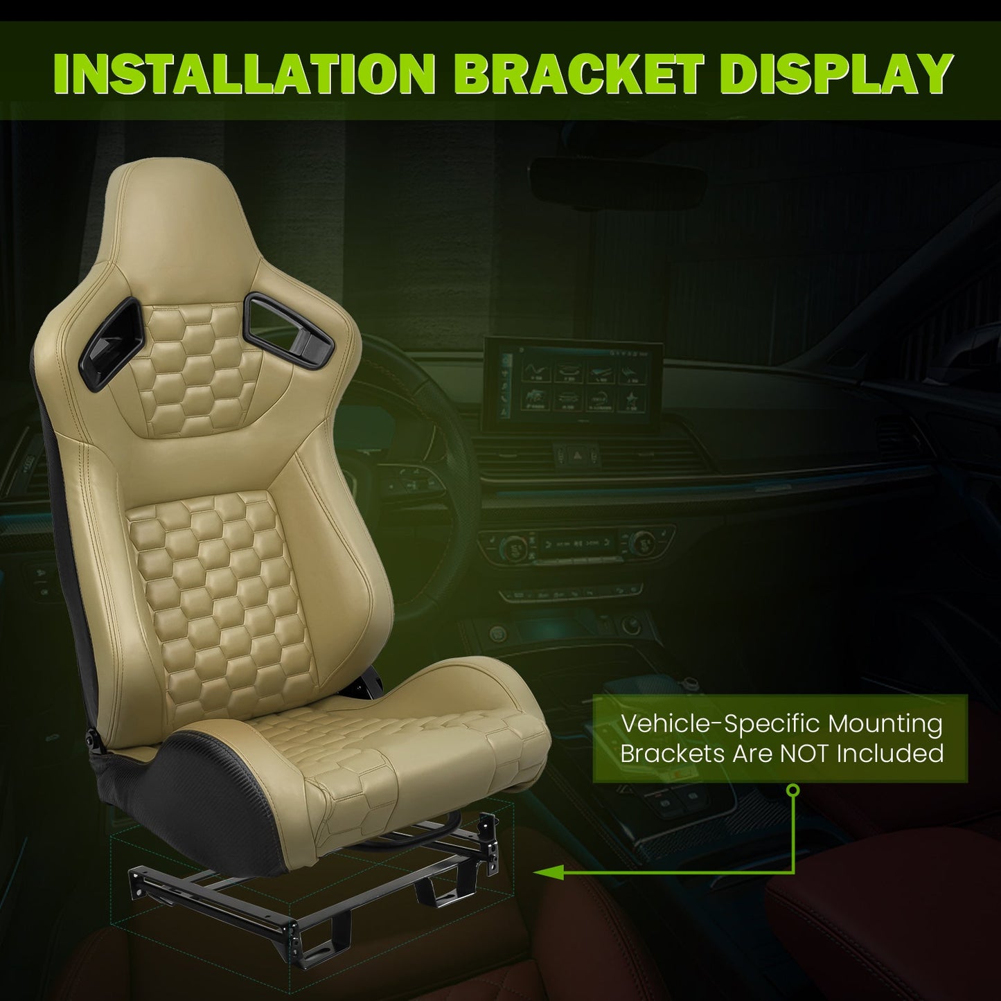 Universal X2 Reclinable Honeycomb Racing Seat + Dual Slider PU Leather