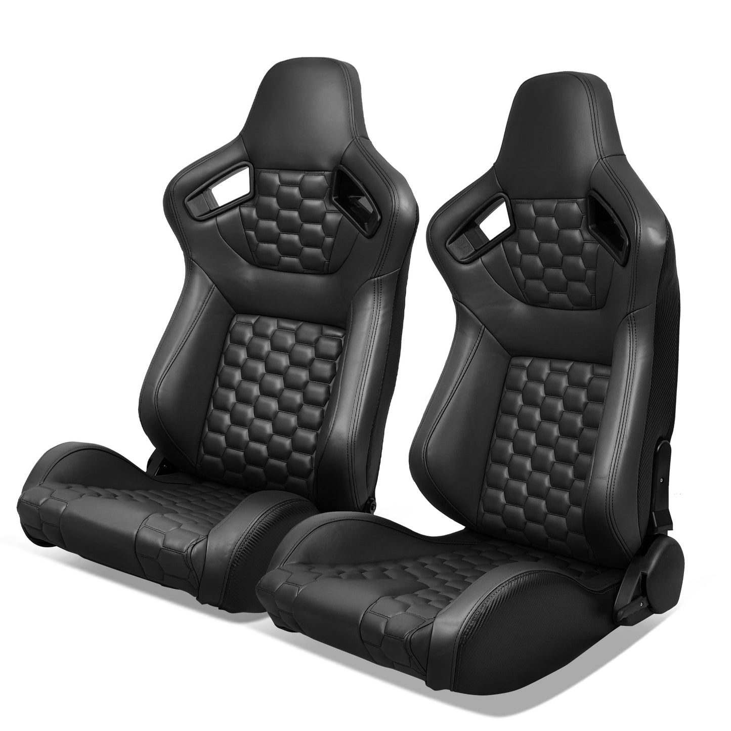 Universal X2 Reclinable Honeycomb Racing Seat + Dual Slider PU Leather