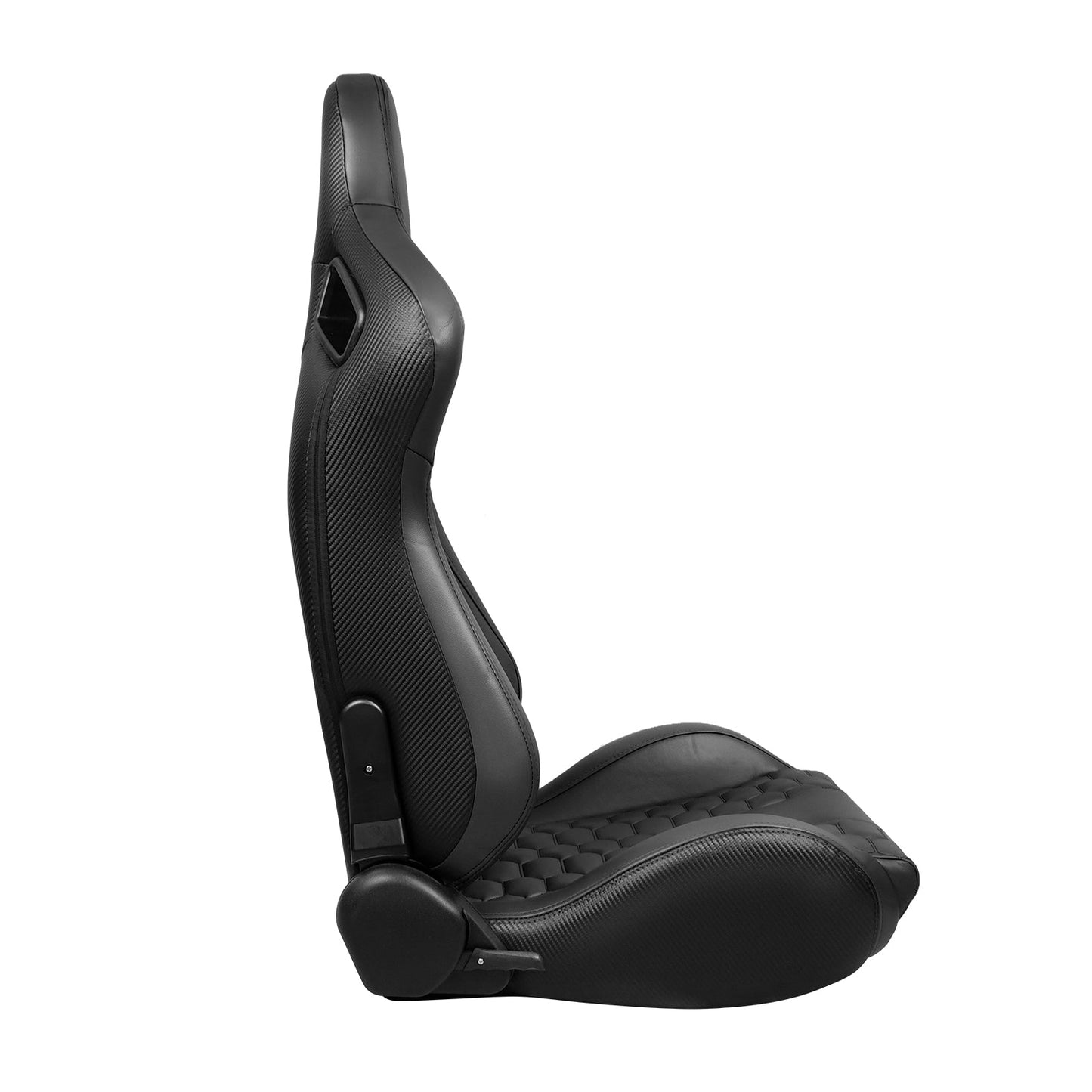 Universal X2 Reclinable Honeycomb Racing Seat + Dual Slider PU Leather
