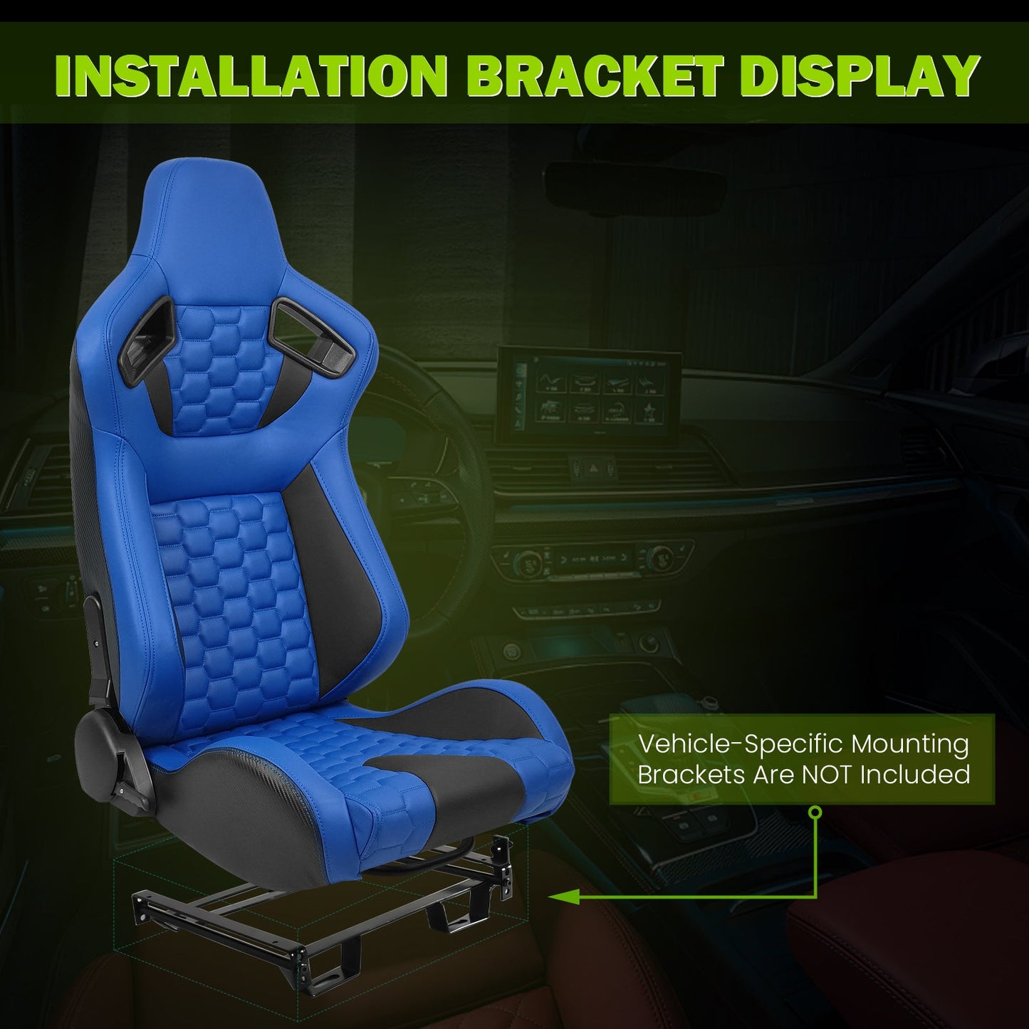 Universal X2 Reclinable Honeycomb Racing Seat + Dual Slider PU Leather