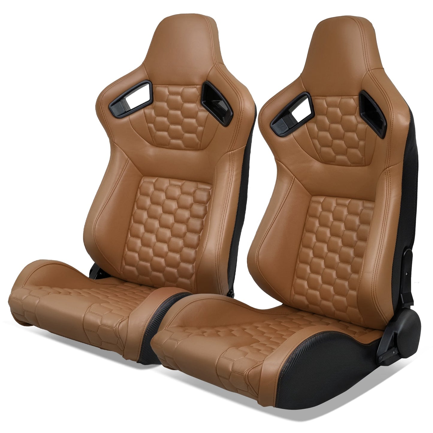 Universal X2 Reclinable Honeycomb Racing Seat + Dual Slider PU Leather