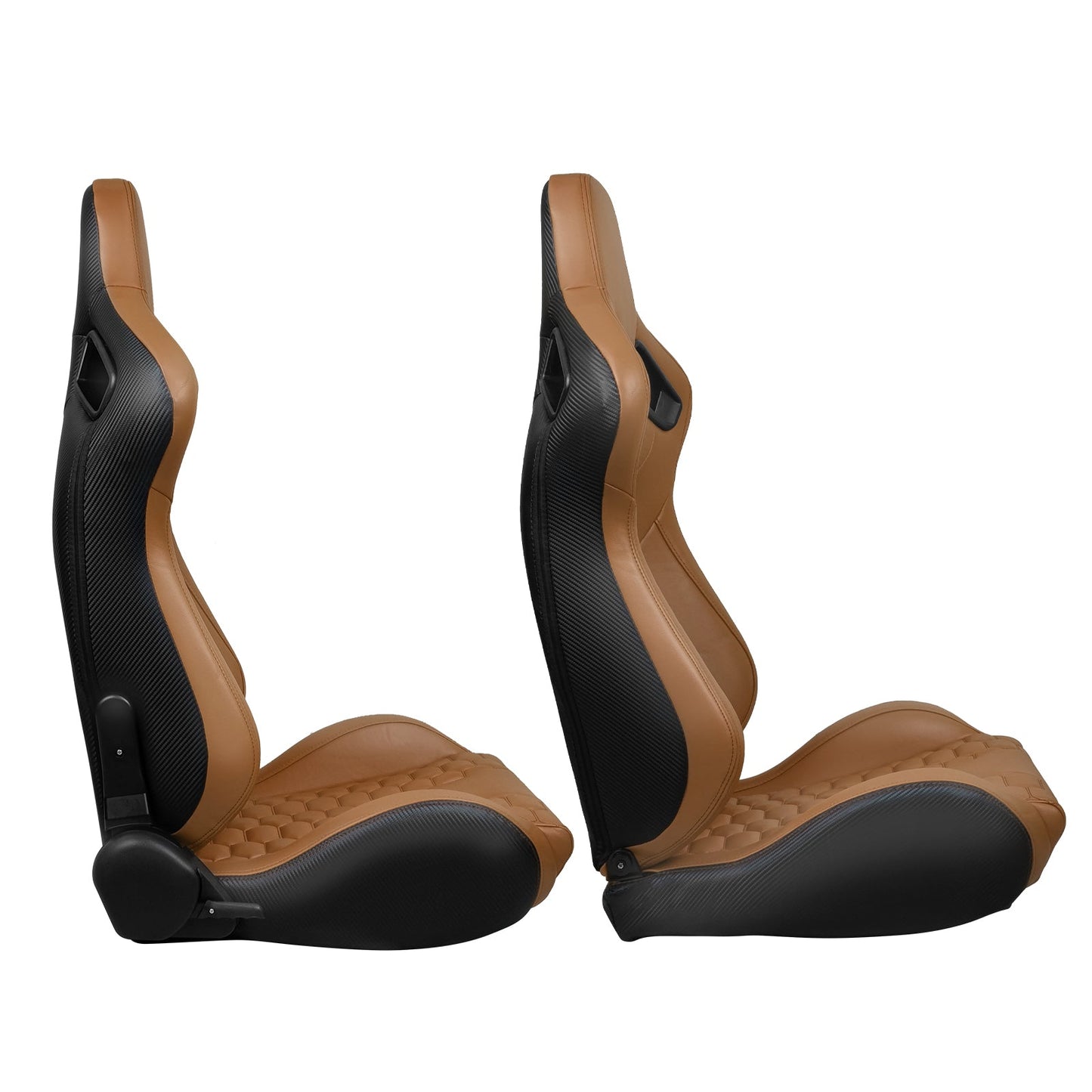 Universal X2 Reclinable Honeycomb Racing Seat + Dual Slider PU Leather