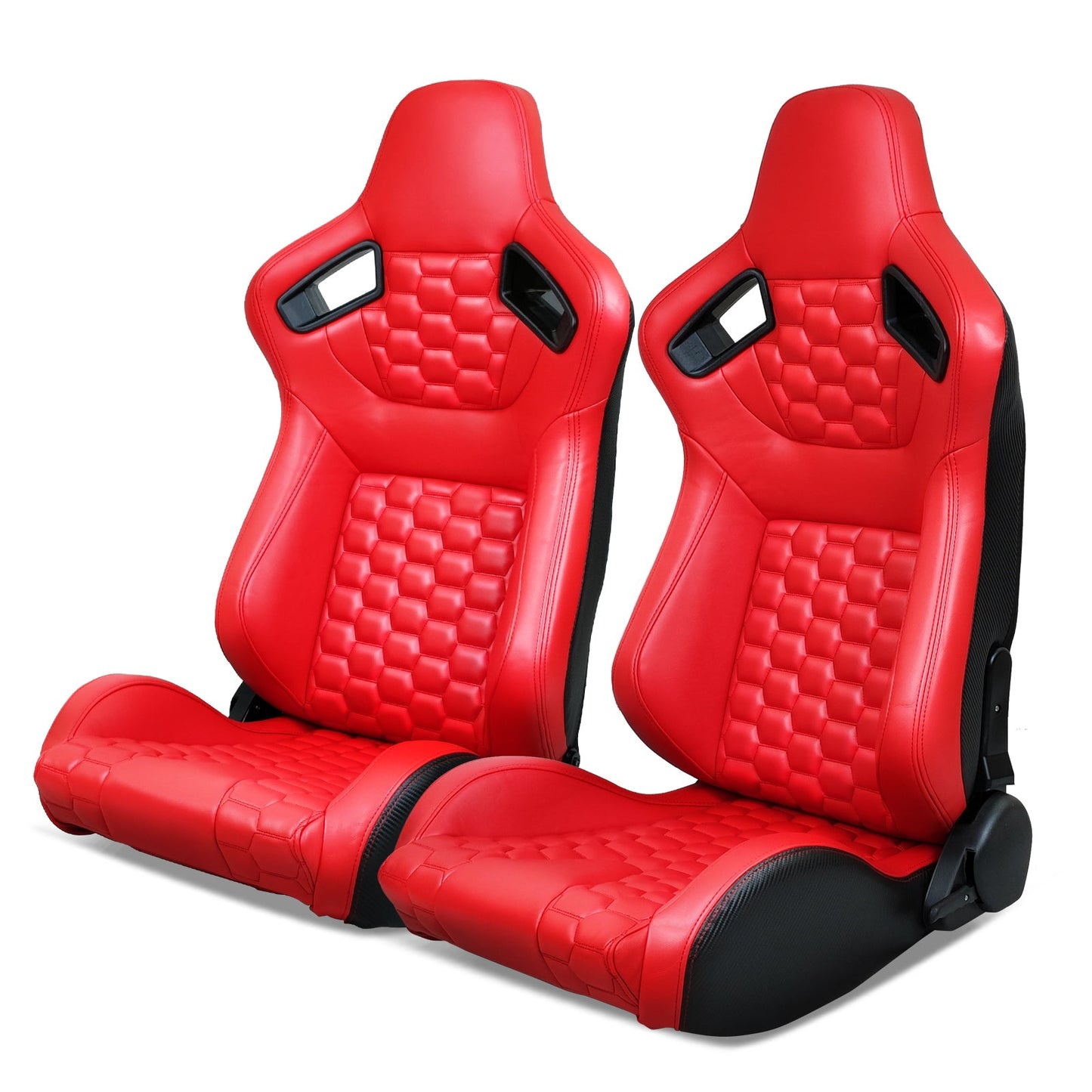 Universal X2 Reclinable Honeycomb Racing Seat + Dual Slider PU Leather