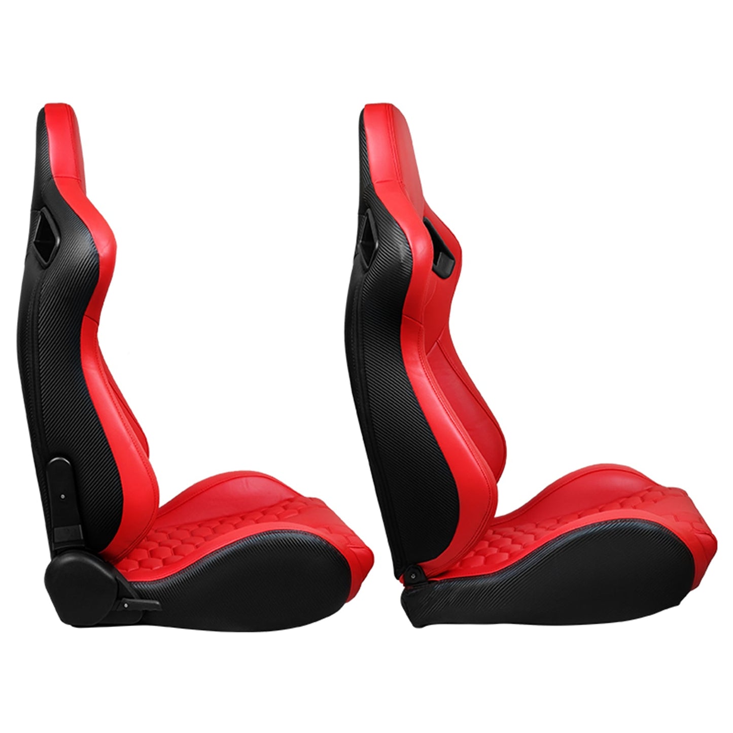 Universal X2 Reclinable Honeycomb Racing Seat + Dual Slider PU Leather