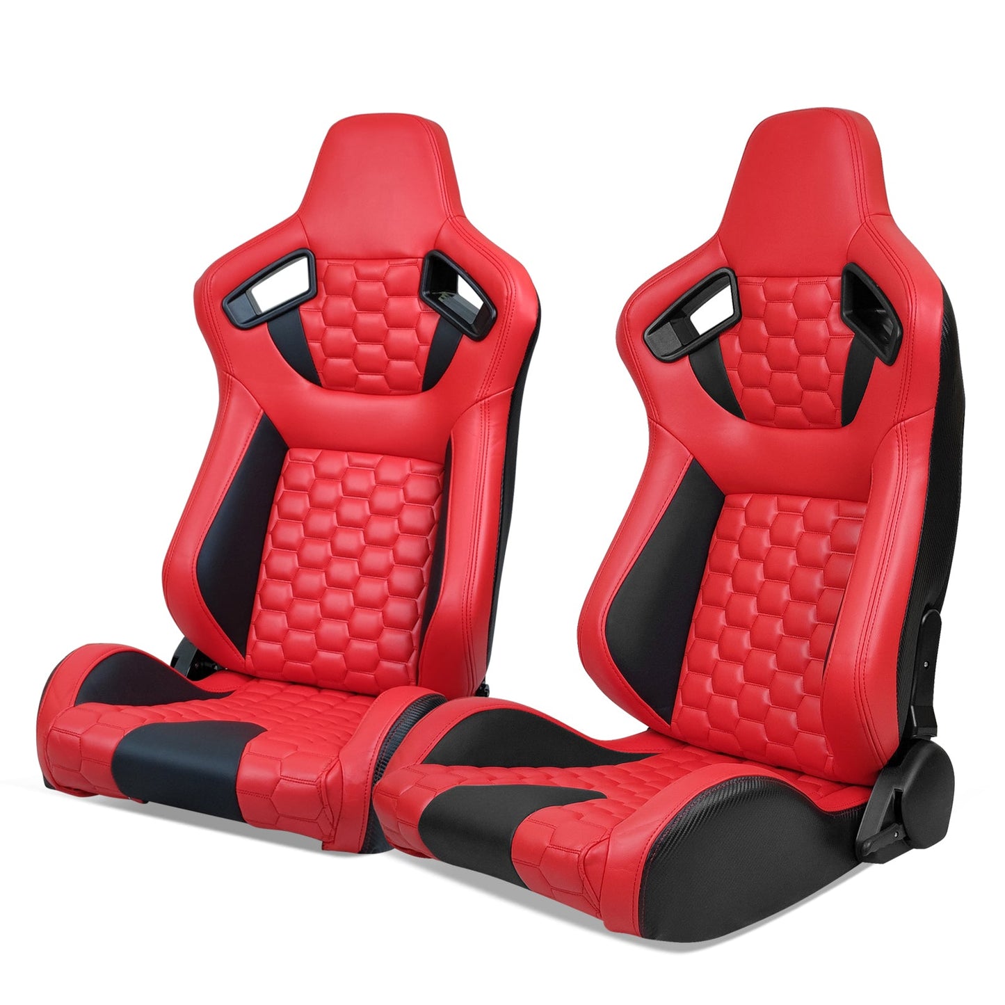 Universal X2 Reclinable Honeycomb Racing Seat + Dual Slider PU Leather