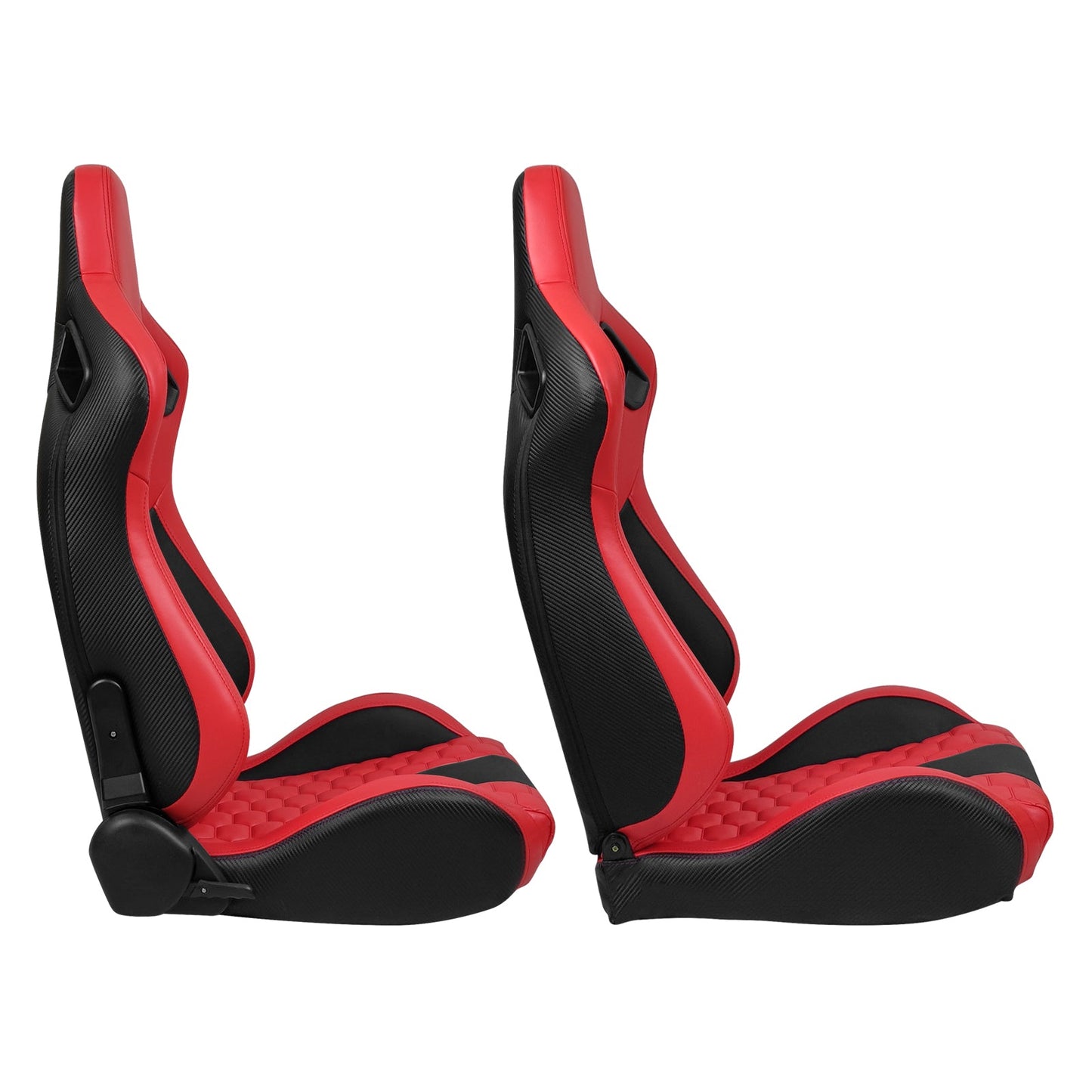 Universal X2 Reclinable Honeycomb Racing Seat + Dual Slider PU Leather
