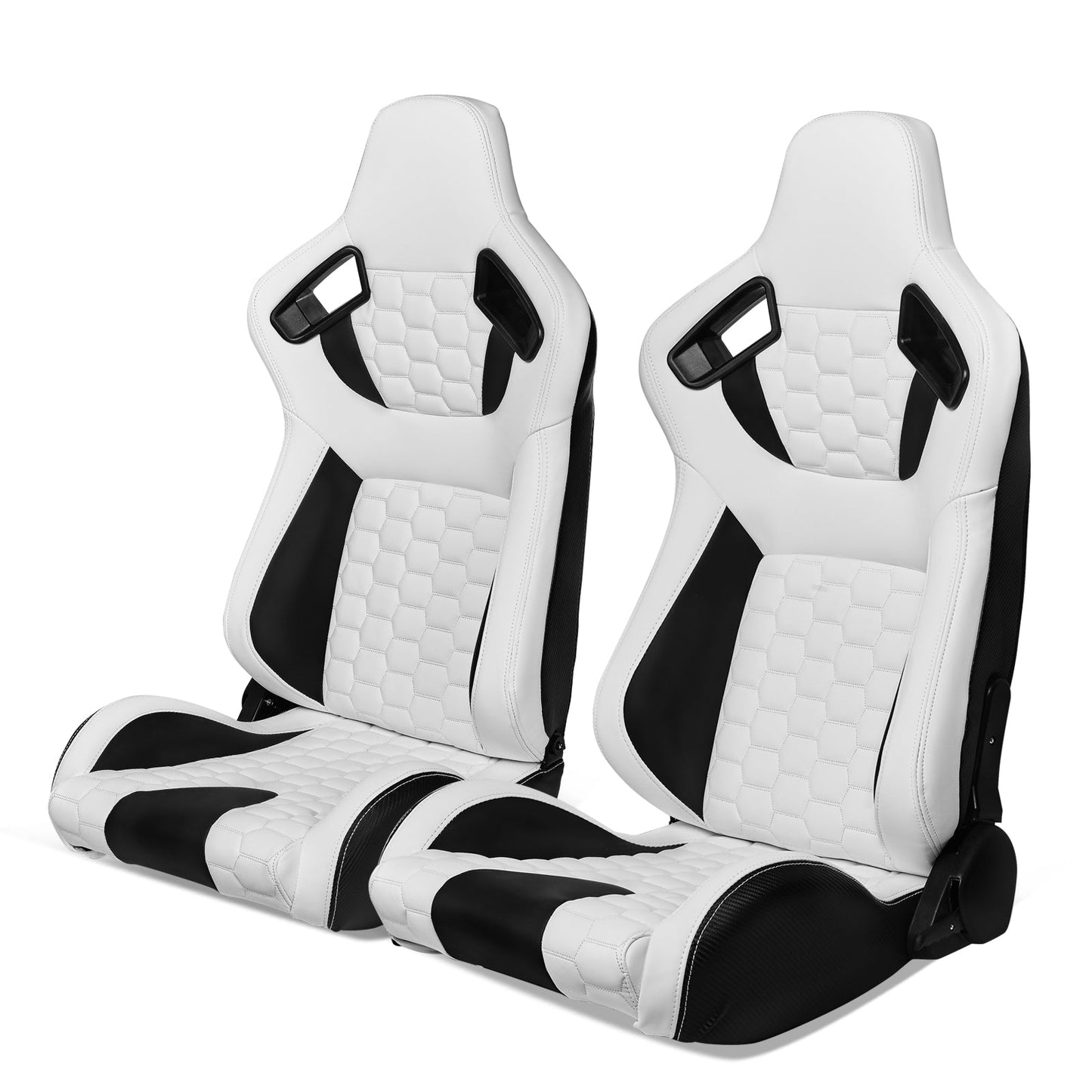 Universal X2 Reclinable Honeycomb Racing Seat + Dual Slider PU Leather