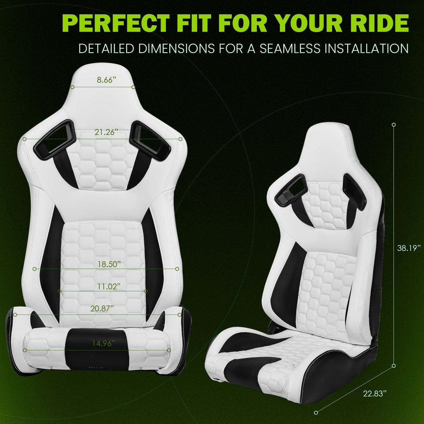 Universal X2 Reclinable Honeycomb Racing Seat + Dual Slider PU Leather