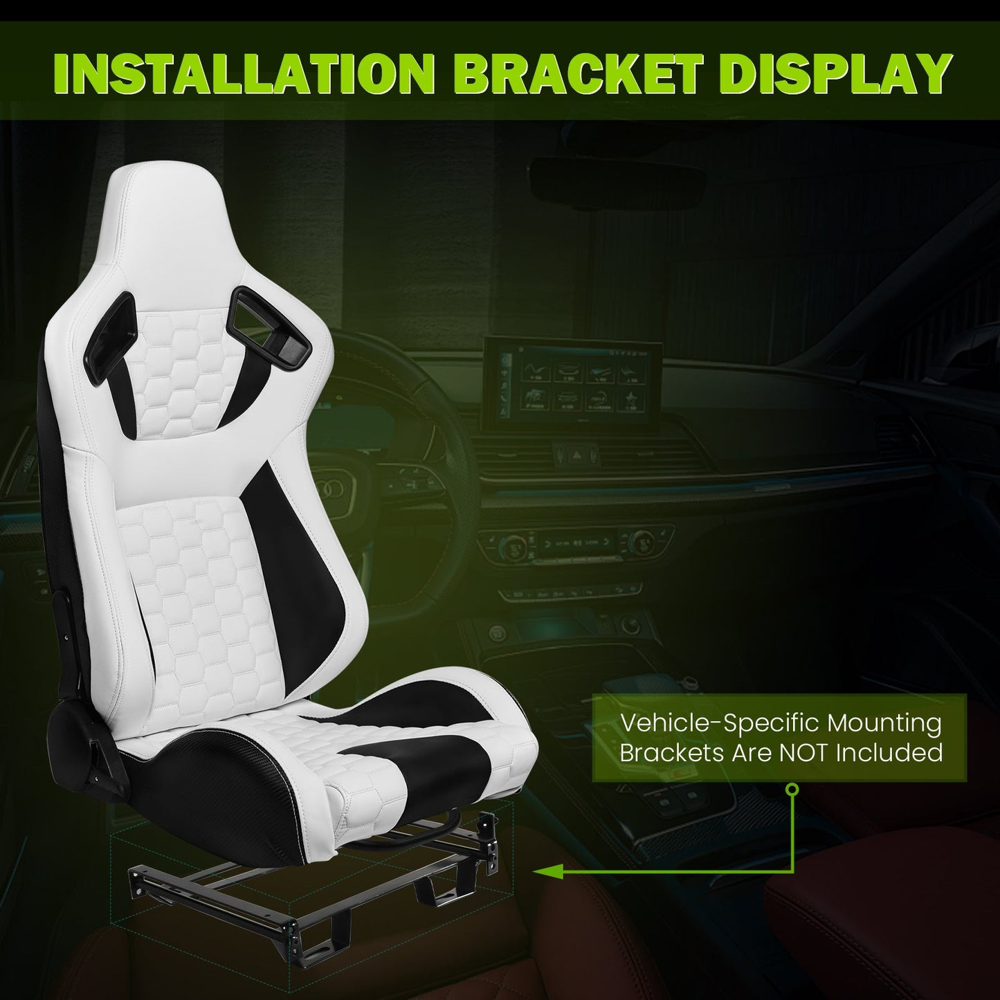 Universal X2 Reclinable Honeycomb Racing Seat + Dual Slider PU Leather