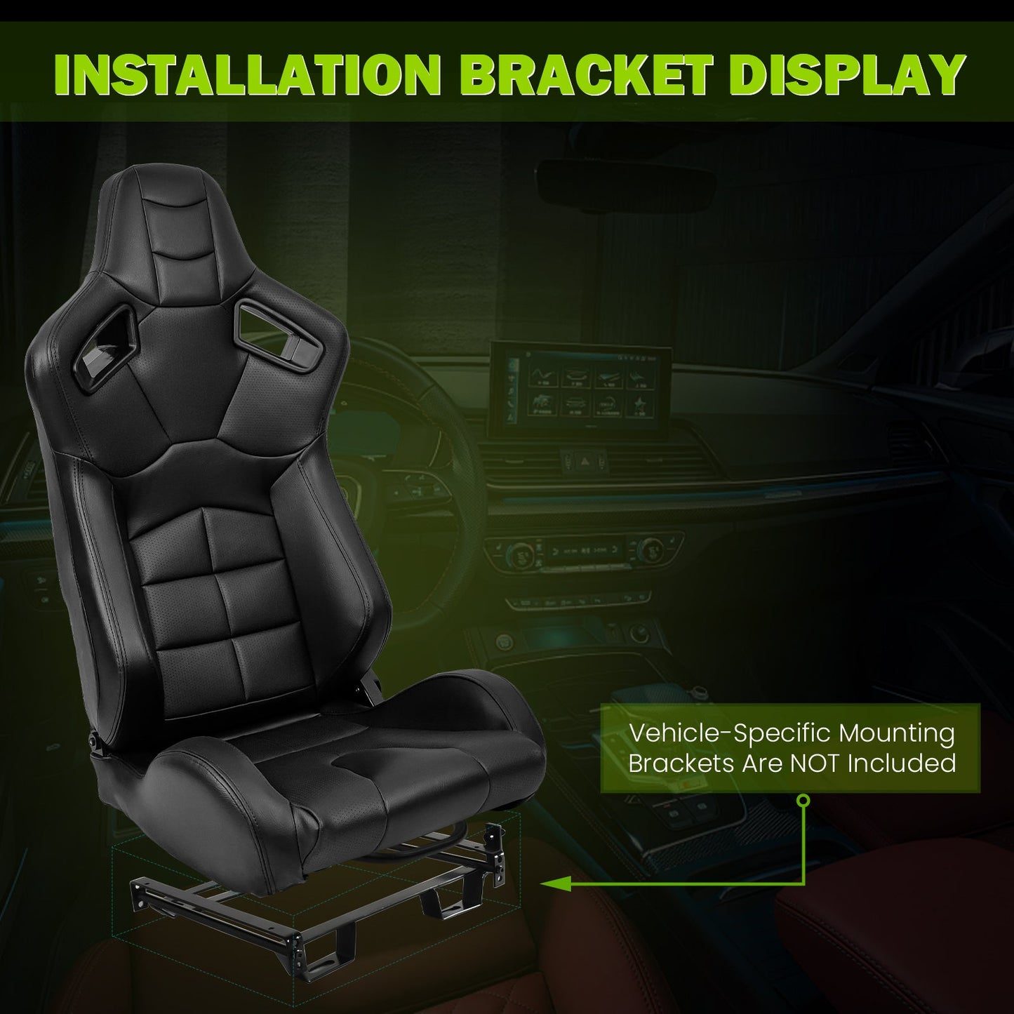Universal X2 Reclinable Honeycomb Racing Seat + Dual Slider PU Leather