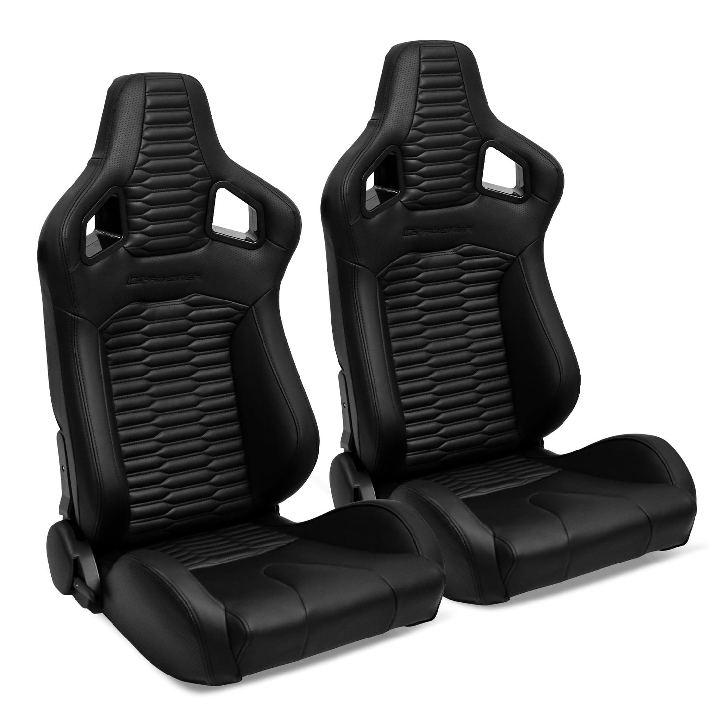 Universal X2 Reclinable Honeycomb Racing Seat + Dual Slider PU Leather