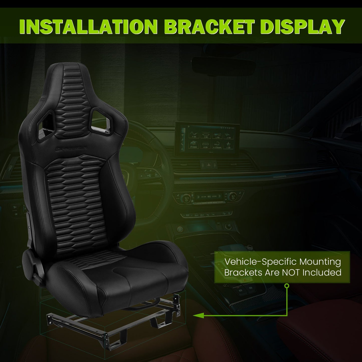 Universal X2 Reclinable Honeycomb Racing Seat + Dual Slider PU Leather