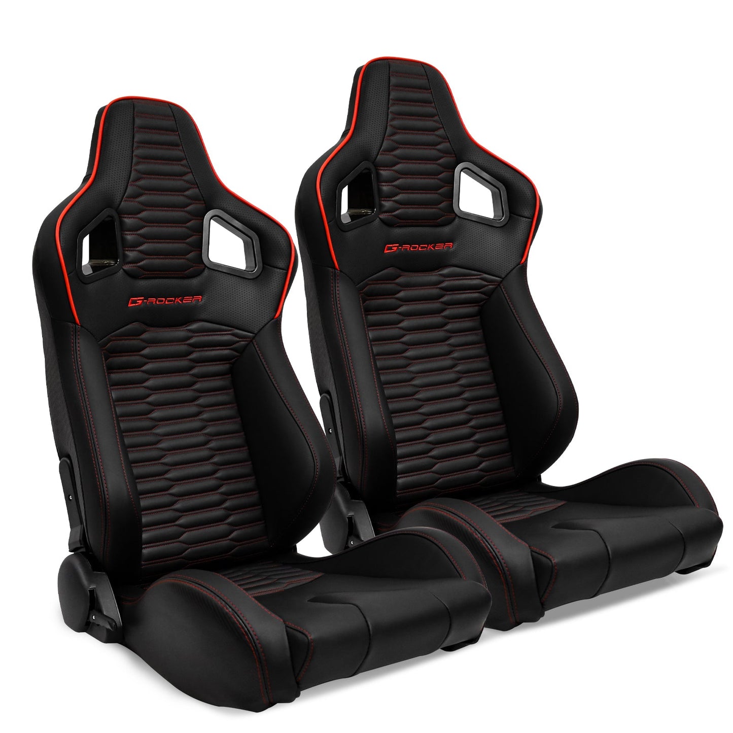 Universal X2 Reclinable Honeycomb Racing Seat + Dual Slider PU Leather