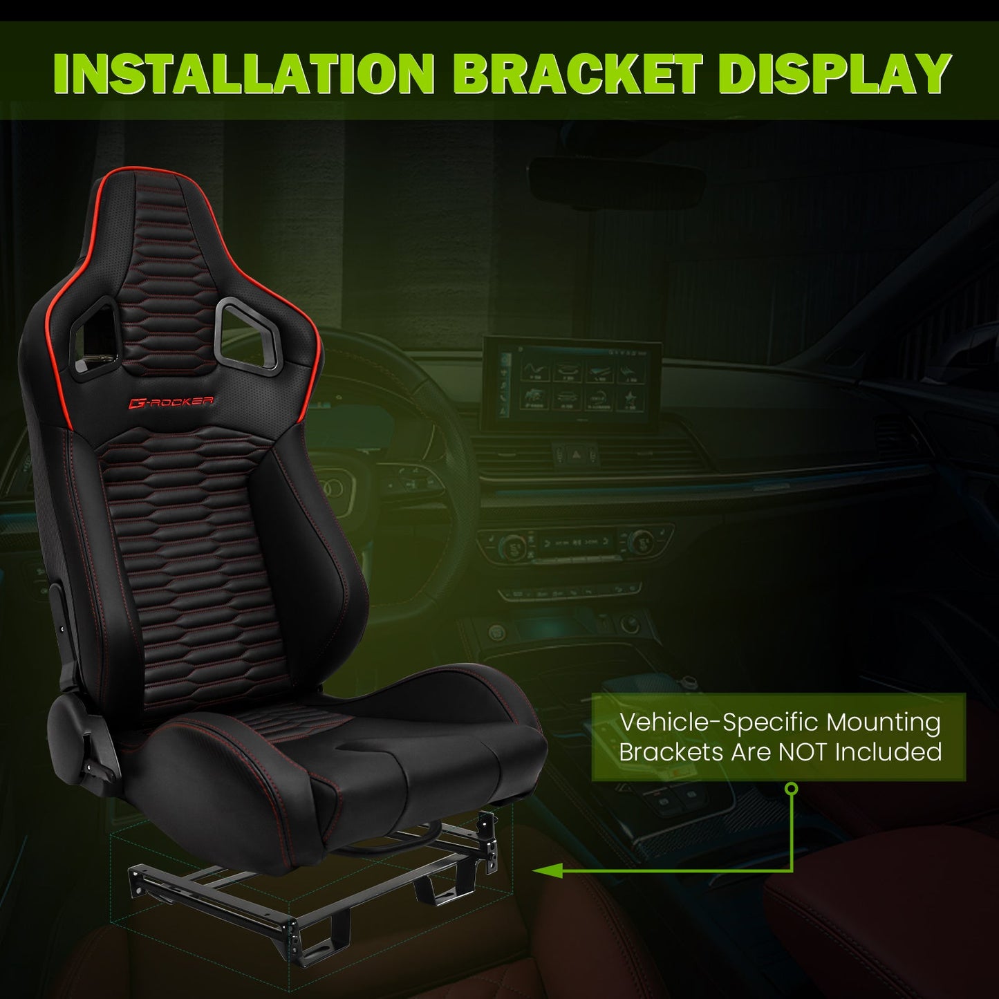 Universal X2 Reclinable Honeycomb Racing Seat + Dual Slider PU Leather