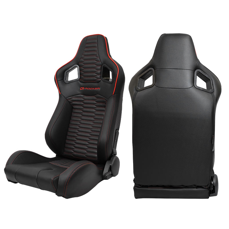 Universal X2 Reclinable Honeycomb Racing Seat + Dual Slider PU Leather