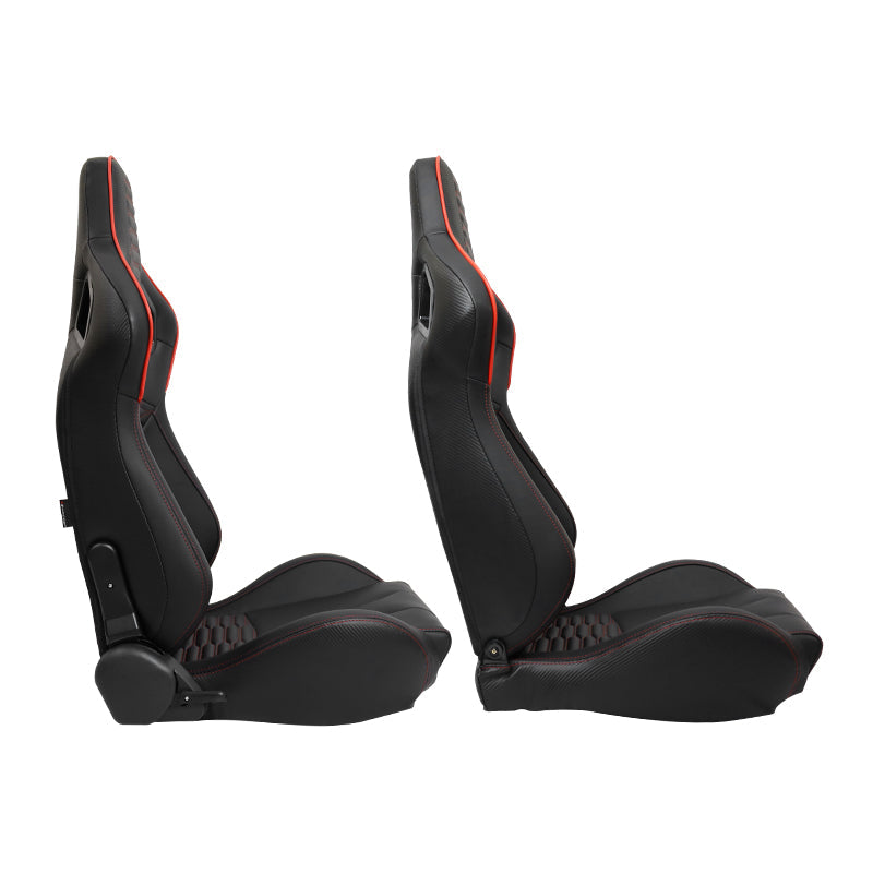 Universal X2 Reclinable Honeycomb Racing Seat + Dual Slider PU Leather