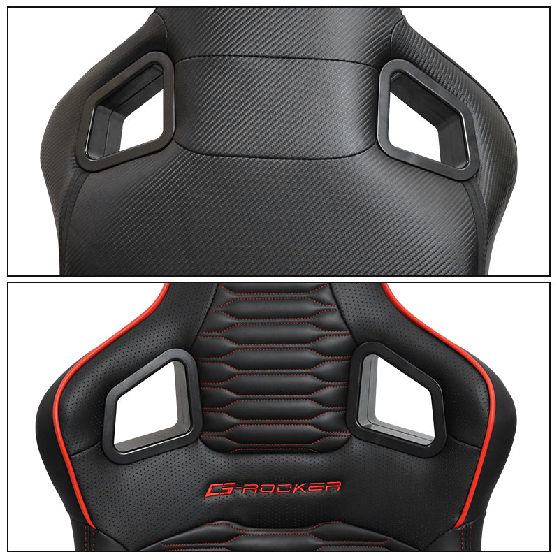 Universal X2 Reclinable Honeycomb Racing Seat + Dual Slider PU Leather