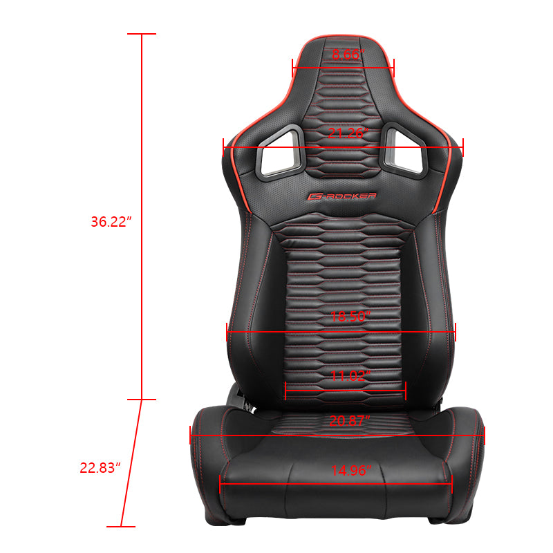 Universal X2 Reclinable Honeycomb Racing Seat + Dual Slider PU Leather