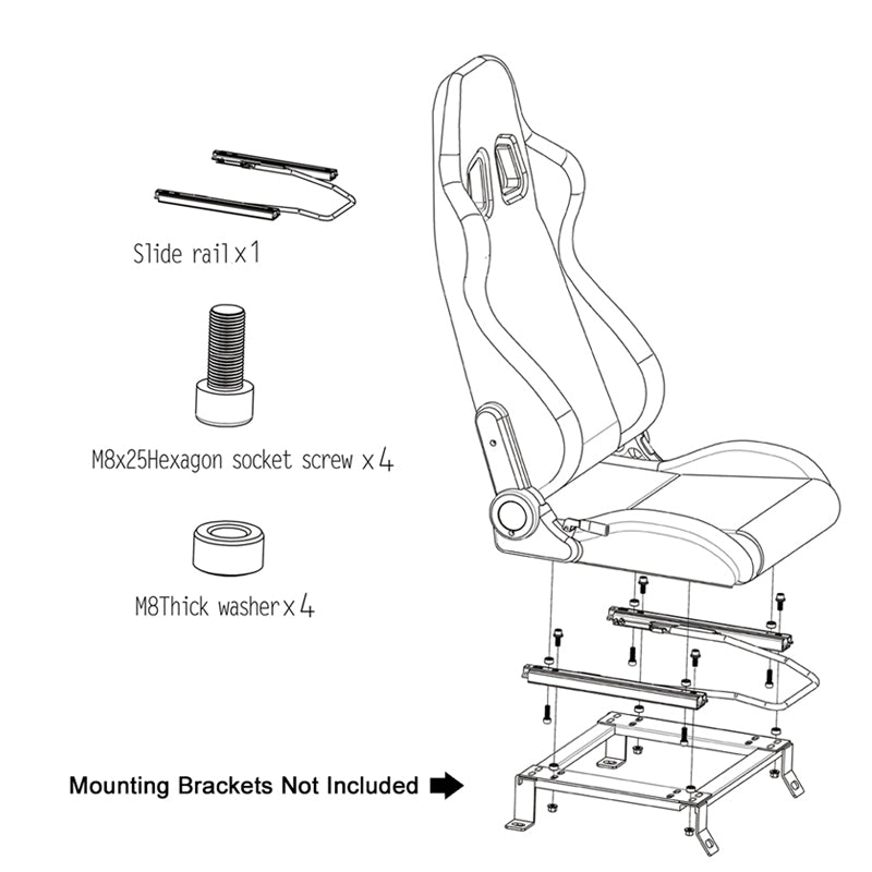 Universal X2 Reclinable Honeycomb Racing Seat + Dual Slider PU Leather