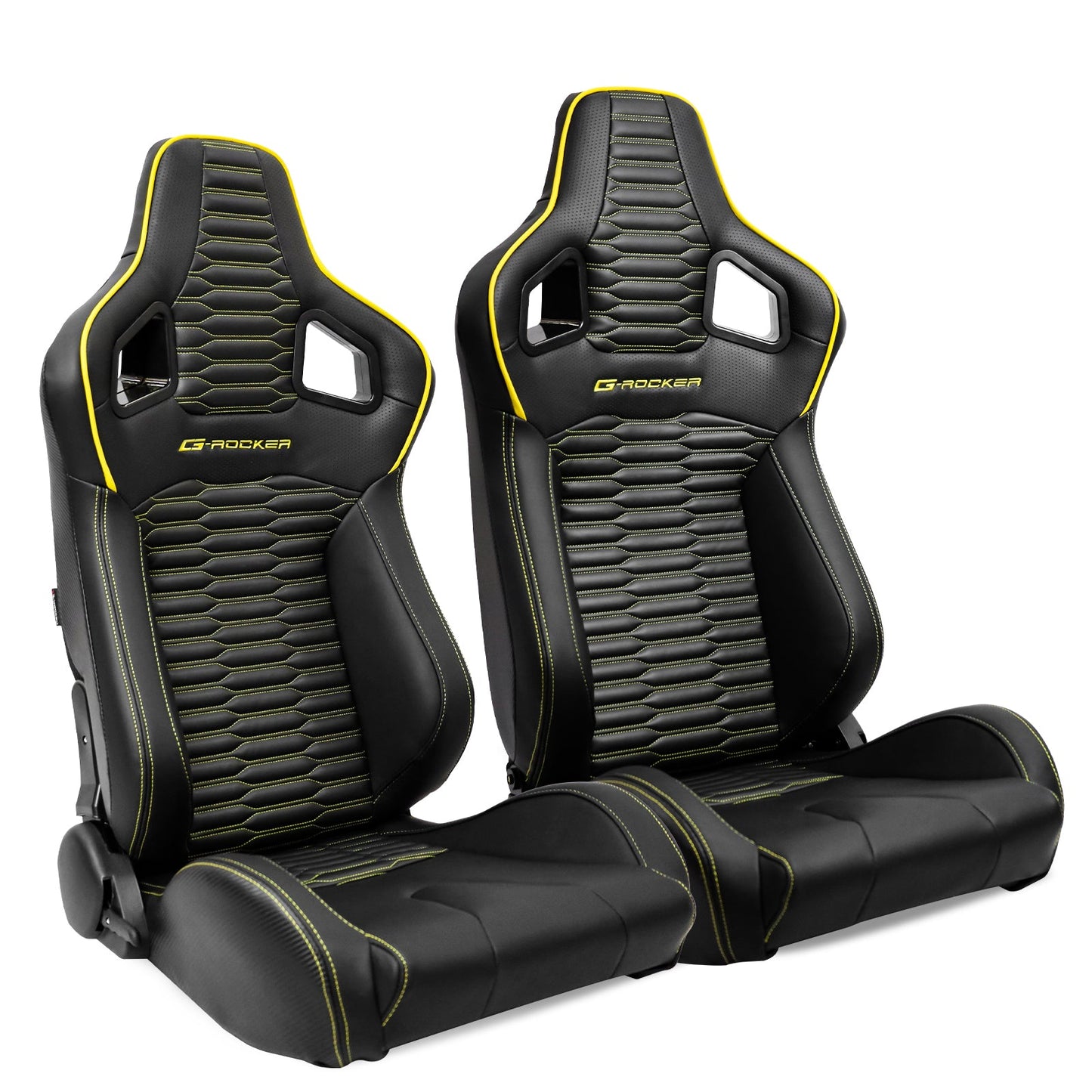 Universal X2 Reclinable Honeycomb Racing Seat + Dual Slider PU Leather