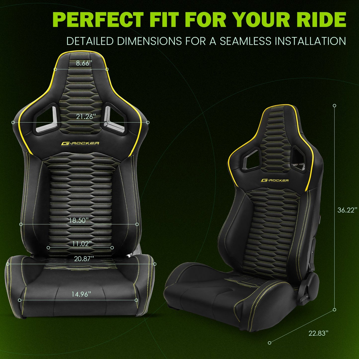 Universal X2 Reclinable Honeycomb Racing Seat + Dual Slider PU Leather