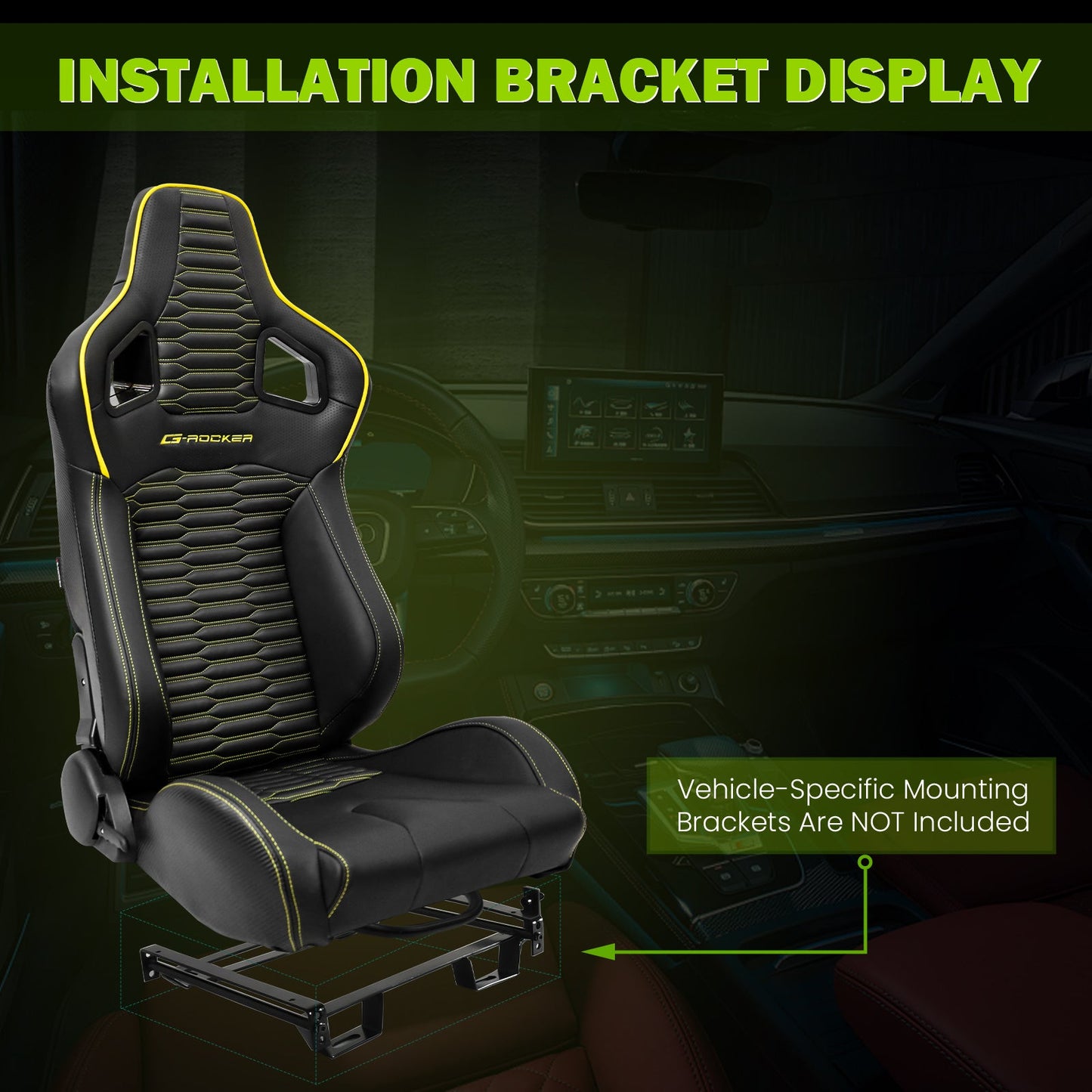 Universal X2 Reclinable Honeycomb Racing Seat + Dual Slider PU Leather