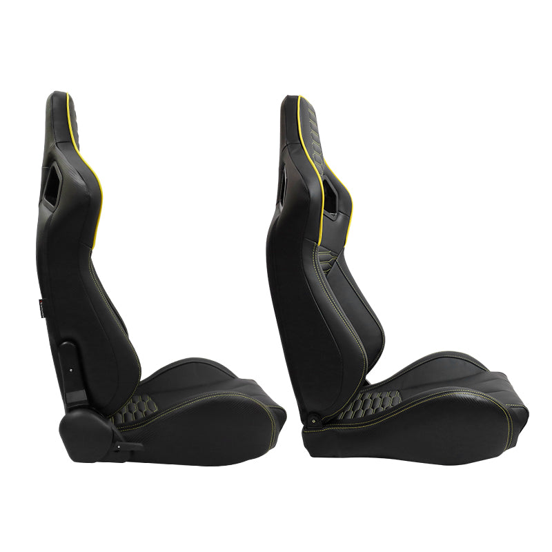 Universal X2 Reclinable Honeycomb Racing Seat + Dual Slider PU Leather