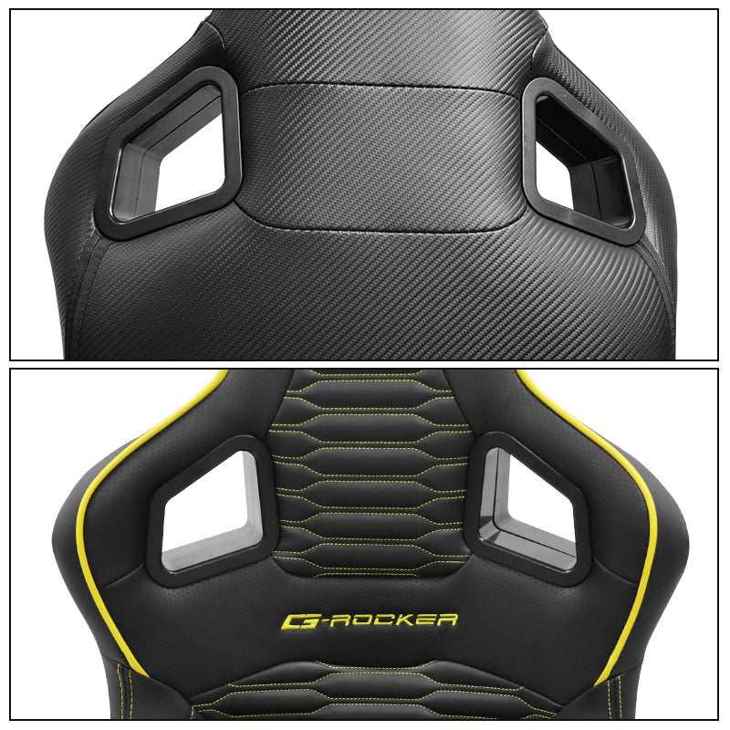 Universal X2 Reclinable Honeycomb Racing Seat + Dual Slider PU Leather