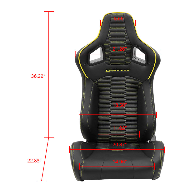 Universal X2 Reclinable Honeycomb Racing Seat + Dual Slider PU Leather