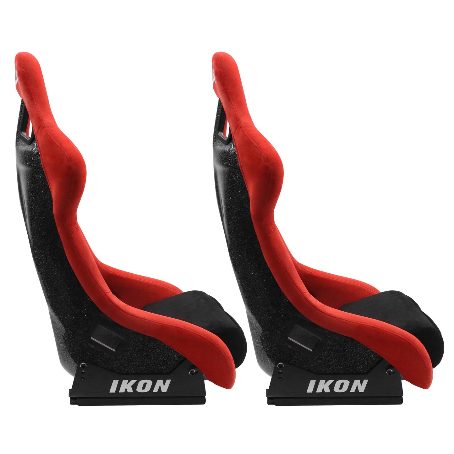 Universal Racing Bucket Seats Slider Suede Left+ Right Black Red