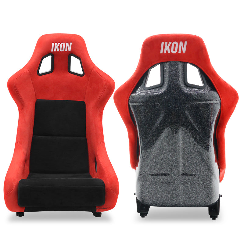Universal Racing Bucket Seats Slider Suede Left+ Right Black Red