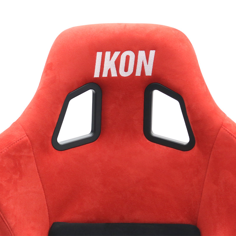 Universal Racing Bucket Seats Slider Suede Left+ Right Black Red