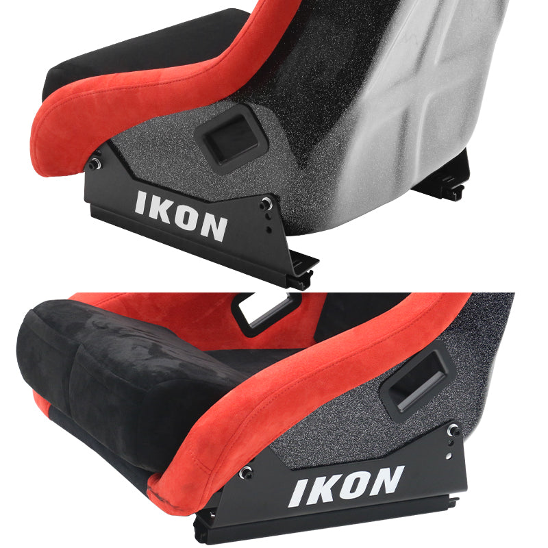 Universal Racing Bucket Seats Slider Suede Left+ Right Black Red