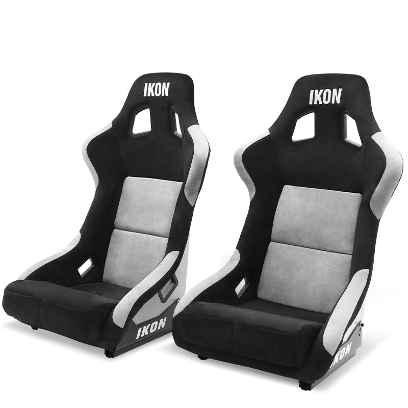 Universal Racing Bucket Seats Slider Suede Left+ Right Silver Black